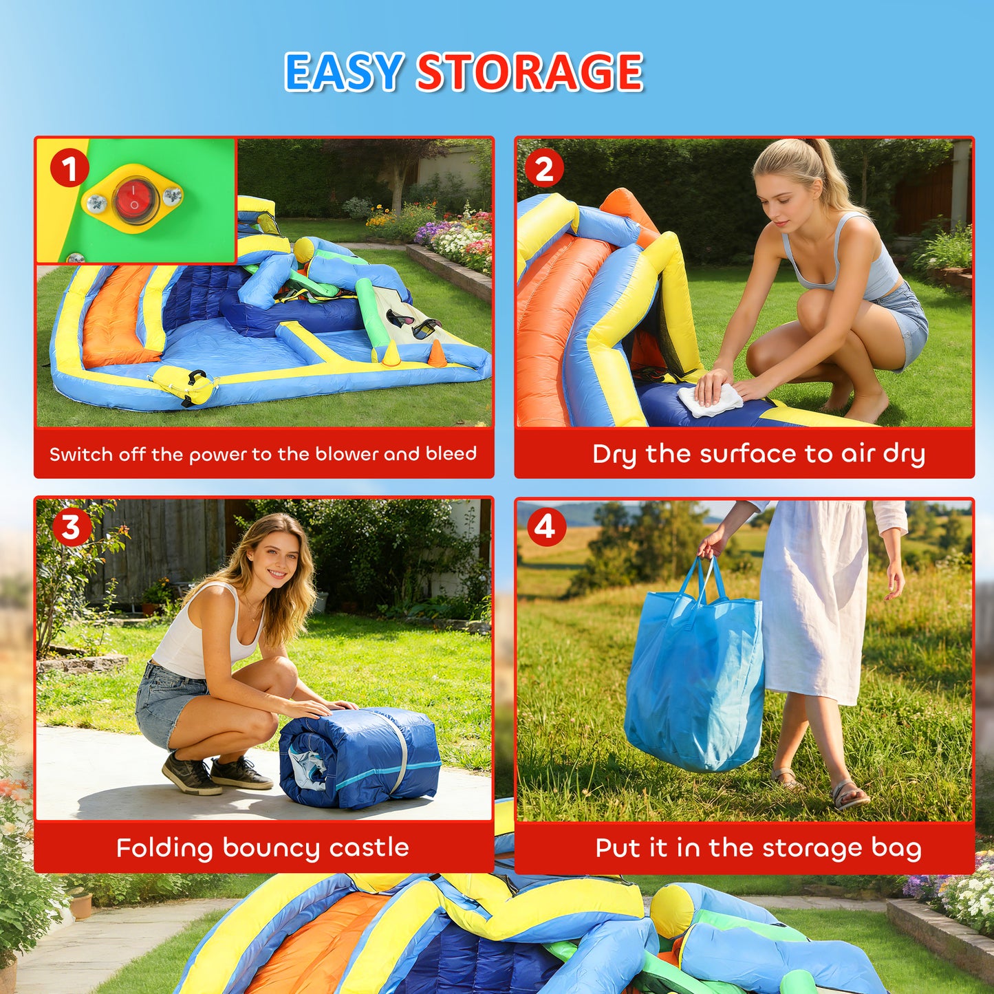 Qaba Bouncy Castle for Kids, Inflatable Bounce House with Slide, Pool (Ball Pit), Ball Shooting and Blower for Indoor Ou