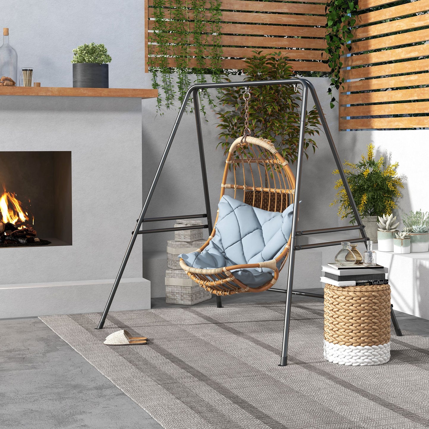 Hammock Chair Stand, Hanging Heavy Duty Metal Frame Hammock Stand for Hanging Hammock Air Porch Swing Chair, Egg Cahir, 