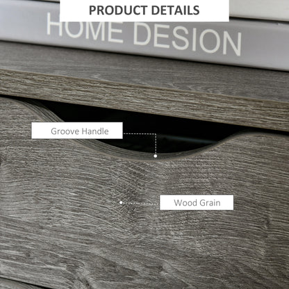 Nightstand with 2 Drawers, Industrial Side Table with Storage Shelf, Accent End Table for Bedroom, Living Room, Grey