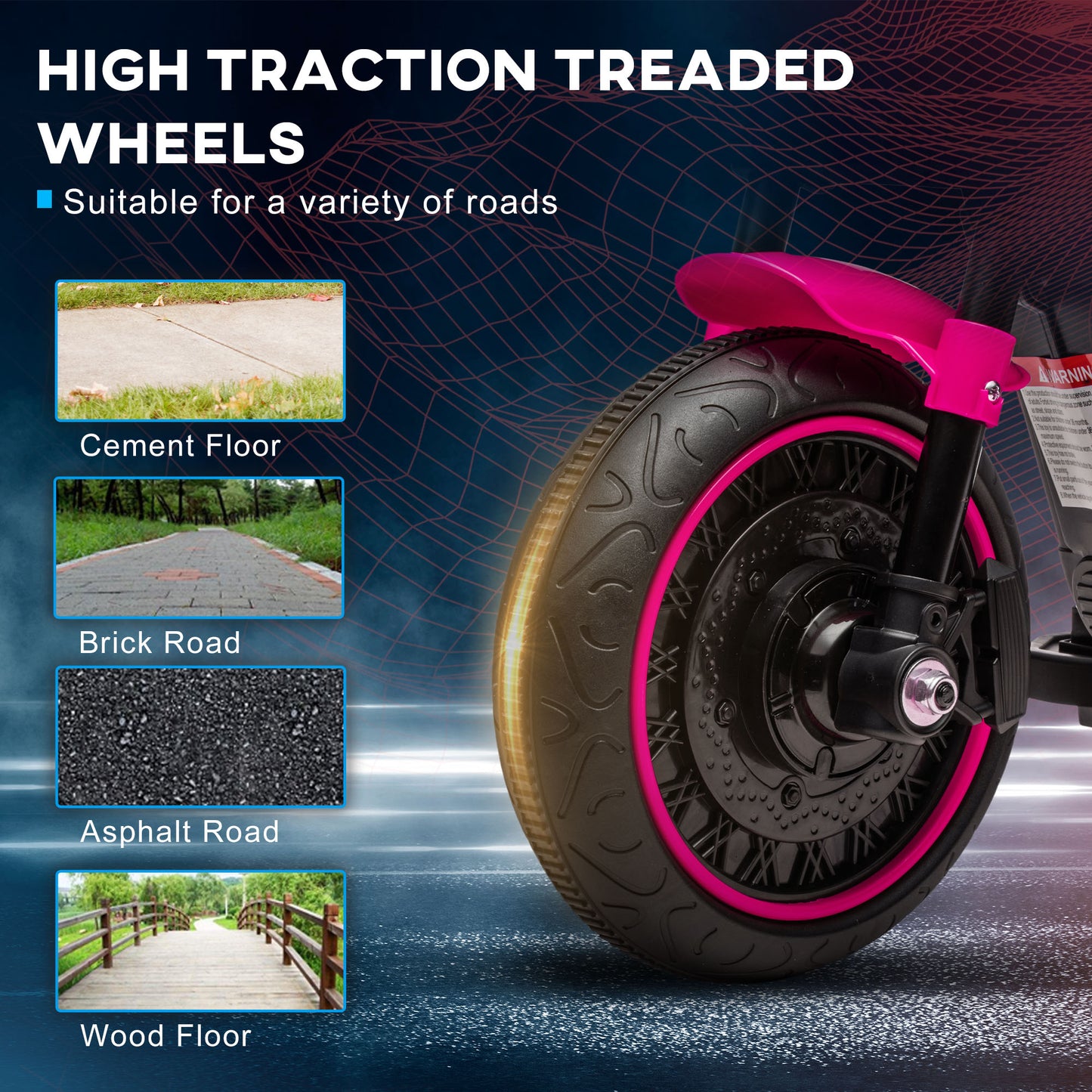 VarietyKart 6V Kids Motorcycle with Training Wheels, Foot Pedal, Headlight, Music, Forward/Reverse, Single-Button Start,