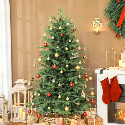 6 ft Artificial Christmas Tree with Dense Realistic Branches, Full Ponderosa Fir, Hinged Xmas Tree, Easy Assembly