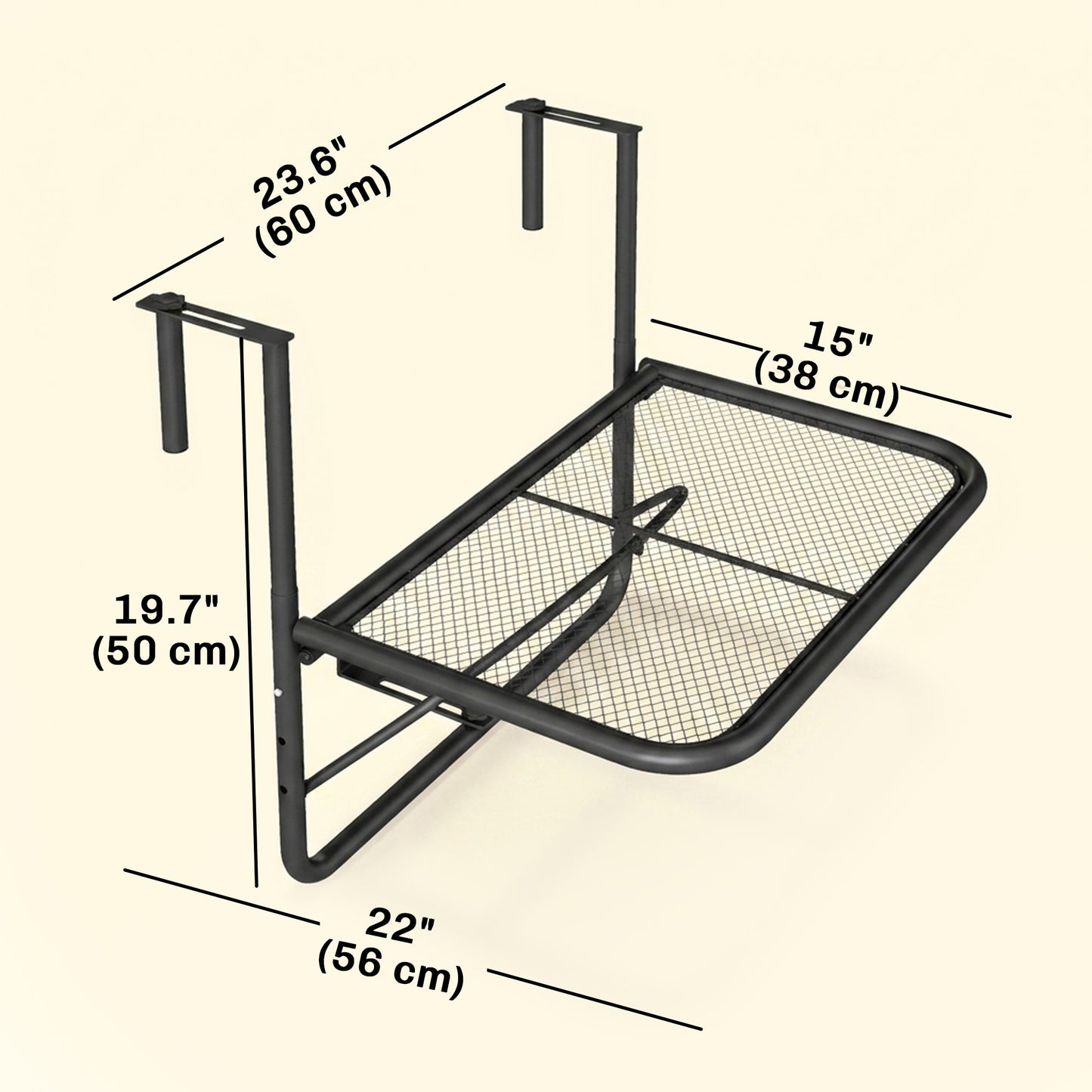Adjustable Balcony Hanging Railing Table, Metal Mounting Mini Wall Desk Storage Rack, Outdoor Flower Stand Serving Table
