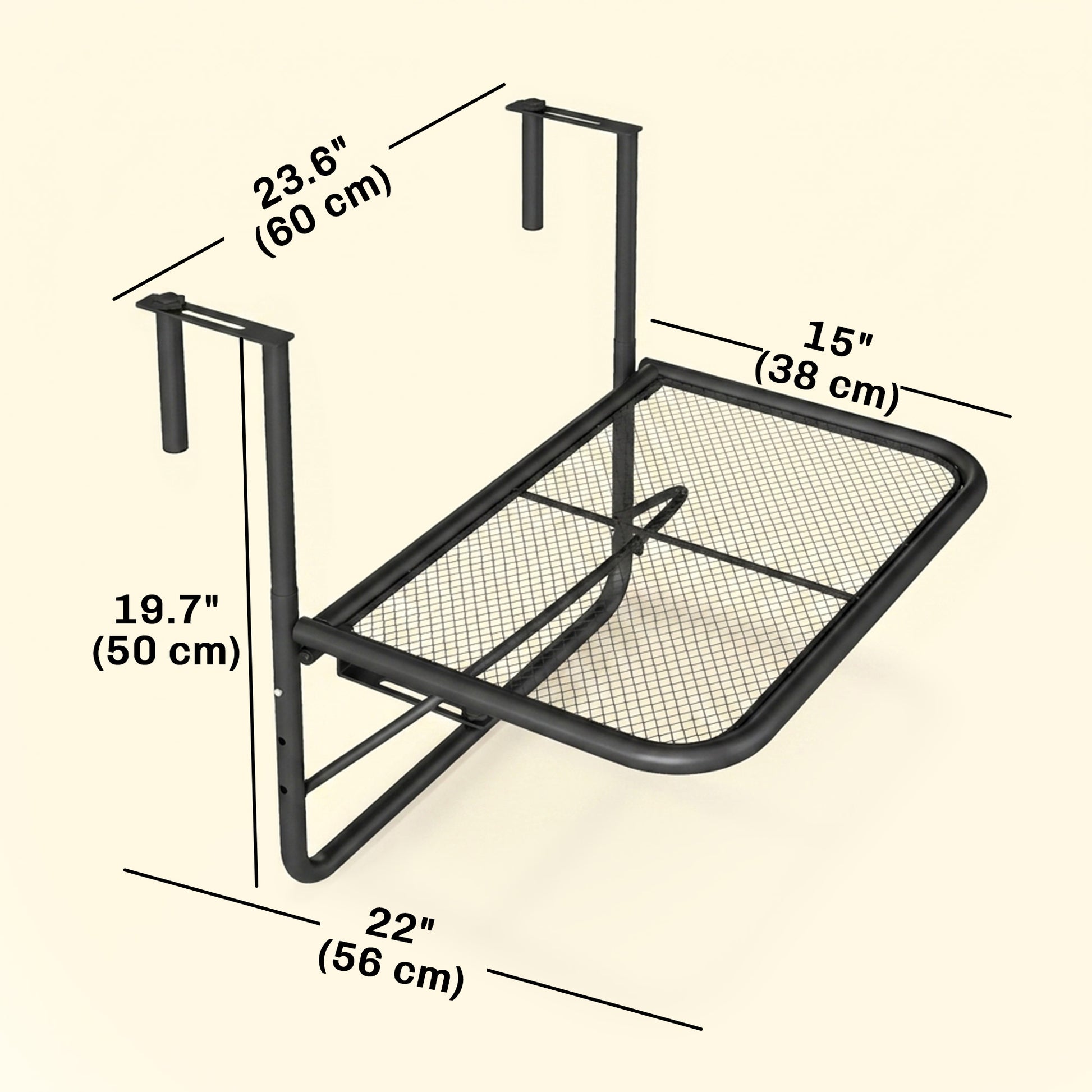 Adjustable Balcony Hanging Railing Table, Metal Mounting Mini Wall Desk Storage Rack, Outdoor Flower Stand Serving Table