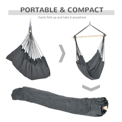 Hammock Chair Swing Hanging Macrame Chair Cotton w/ Two Soft Seat Cushions, for Bedroom Indoor Outdoor Ideal Gift for Ki
