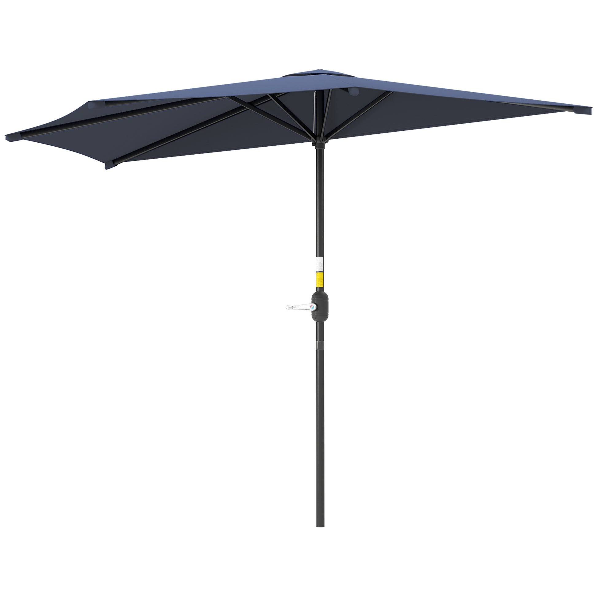 9.8ft Half Umbrella Semi Round Patio Parasol with Crank Handle, Top Vent for Garden, Balcony- NO BASE INCLUDED, Dark Blu