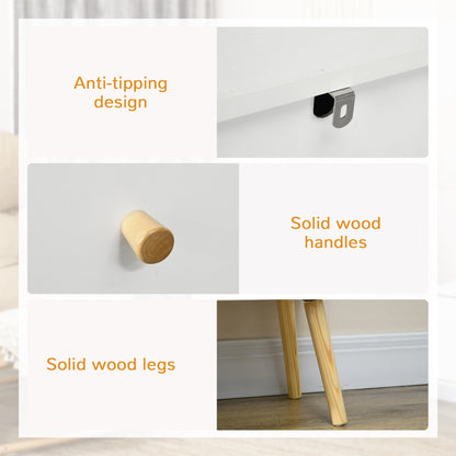 White Dresser for Bedroom with 3 Drawers, Morden Chest of Drawers with Solid Wood Legs and Handles, Storage Organizer fo