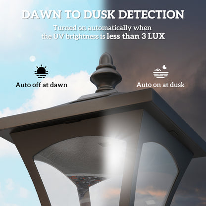 Single Solar Lamp Post Garden Solar-Powered LED Streetlight Style Outdoor Light Waterproof 5-6 Hours with Base for Lawn 