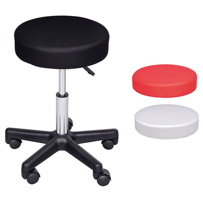 Adjustable Hydraulic Swivel Massage Salon Stool Facial Spa Tattoo Saddle Chair with 3 Changeable Seat Covers, Red/White/