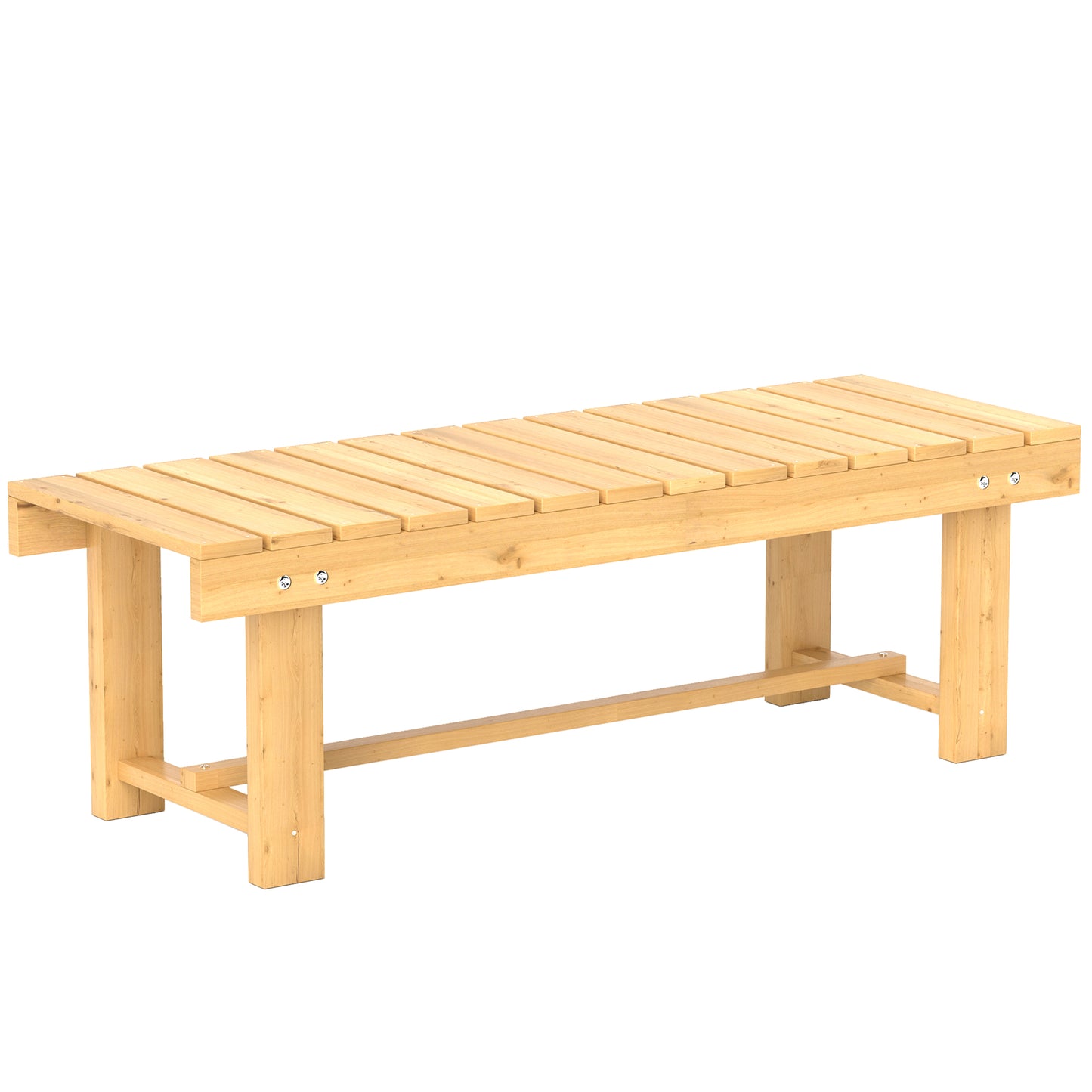 43" Wood Outdoor Bench, 2 Person Patio Bench, Backless Outdoor Patio Loveseat with Slatted Seat for Park, Backyard, Lawn