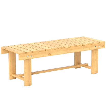 43" Wood Outdoor Bench, 2 Person Patio Bench, Backless Outdoor Patio Loveseat with Slatted Seat for Park, Backyard, Lawn