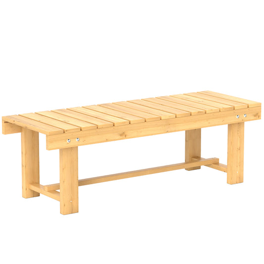 43" Wood Outdoor Bench, 2 Person Patio Bench, Backless Outdoor Patio Loveseat with Slatted Seat for Park, Backyard, Lawn