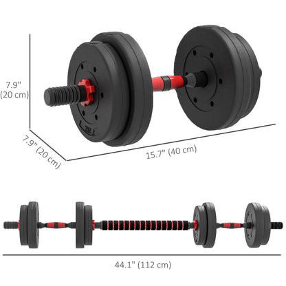 Soozier 33lbs 2-in-1 Adjustable Dumbbells Weight Set, Dumbbell Hand Weights Barbell for Body Fitness, Lifting Training f