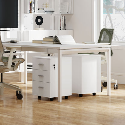Mobile Filing Cabinet with Wheels, 3 Drawer File Cabinet with Lock and Keys for Home Office, White
