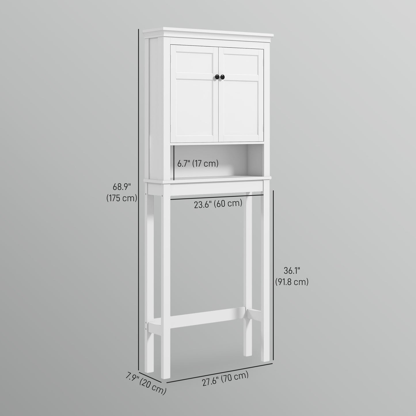 3-Tier Over Toilet Storage Unit Washing Machine Cabinet Dryer Cabinet with Adjustable Shelf for Bathroom, Laundry