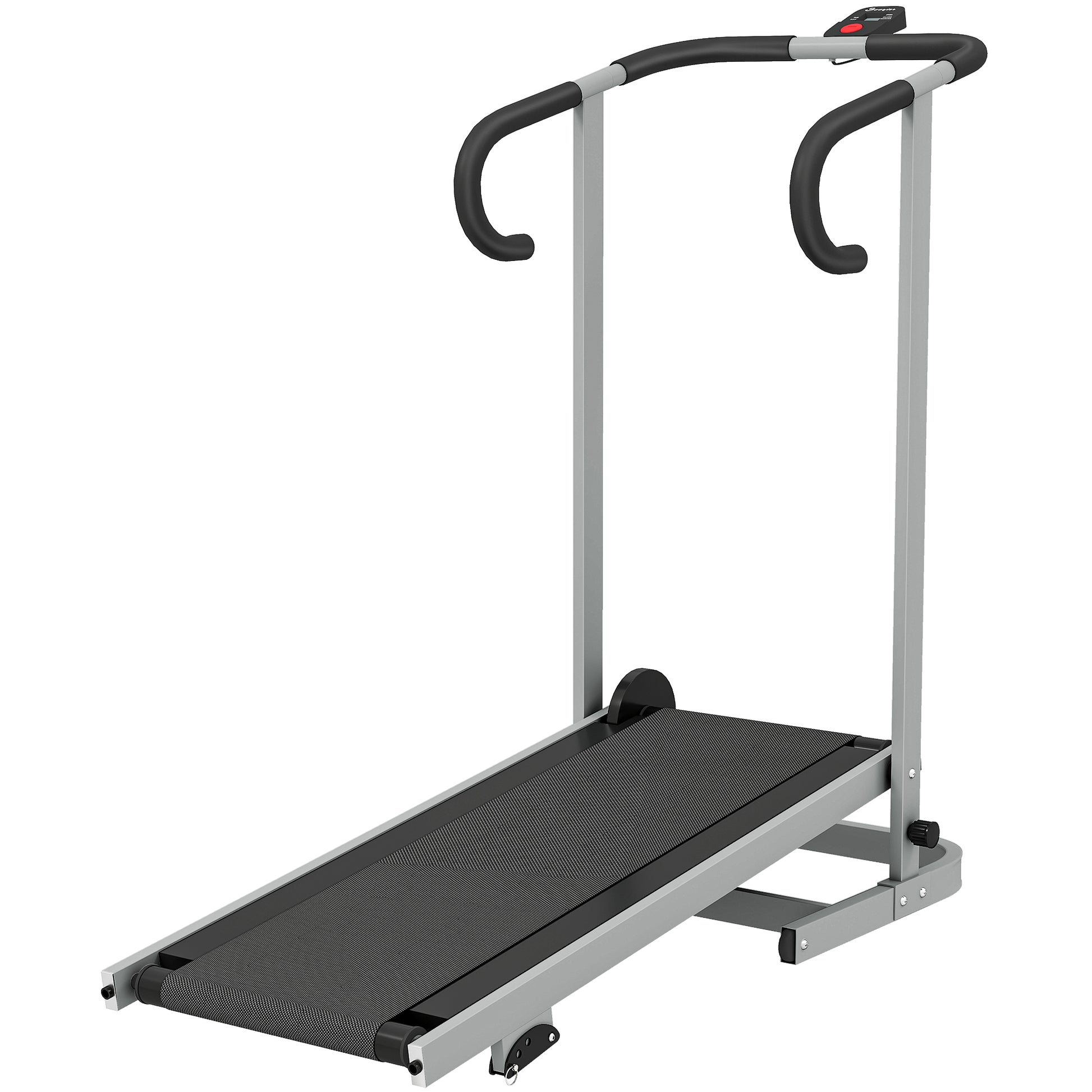 Soozier Walking Pad Treadmill with 16.5% Incline, Foldable Treadmill with LCD Monitor and Handle Bar for Home, Non-Elect