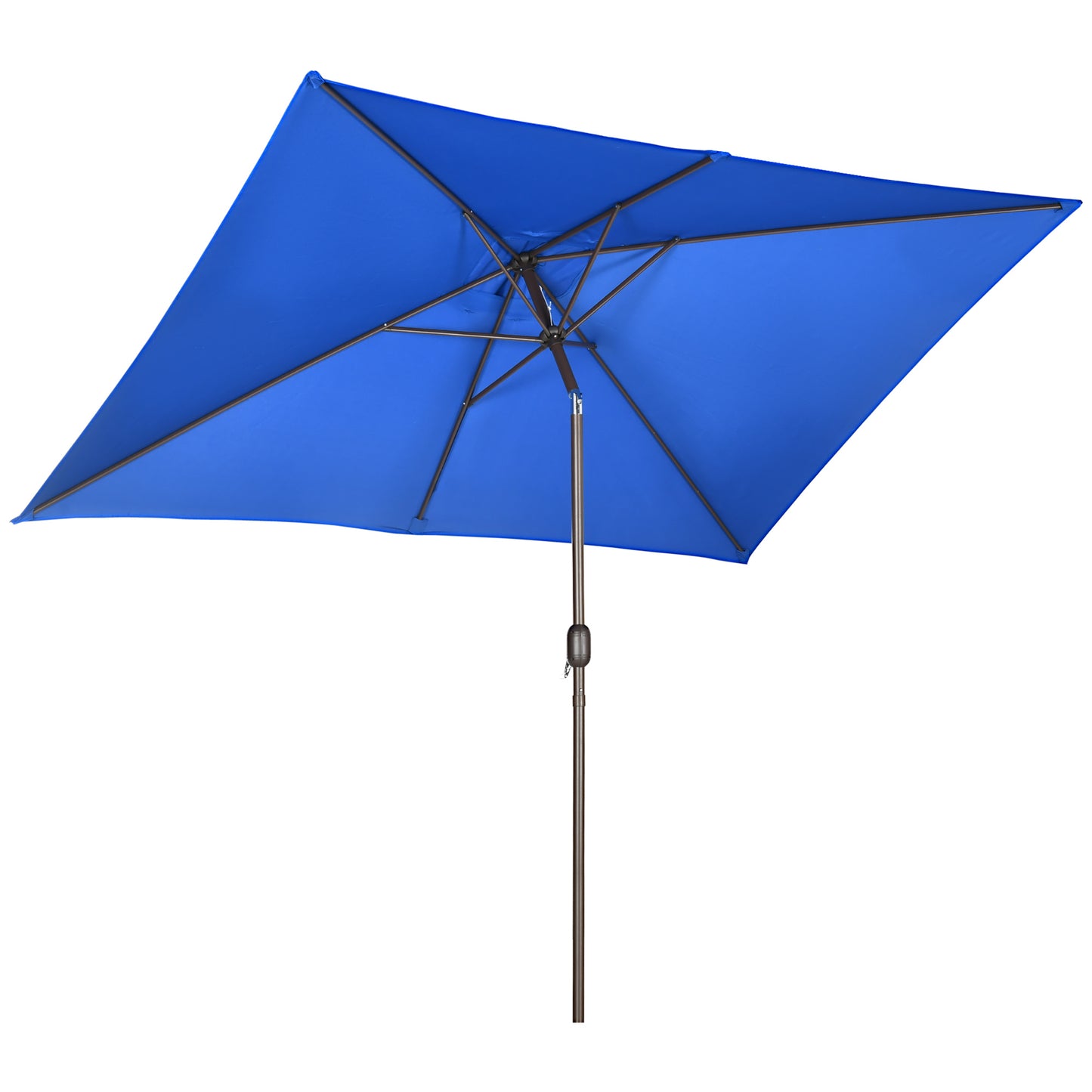6.5x10ft Patio Umbrella, Rectangle Market Umbrella with Aluminum Frame and Crank Handle, Garden Parasol Outdoor Sunshade