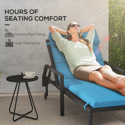 Patio Chaise Lounge Chair Cushion Replacement Sun Lounger Pads with Headrest and Ties, Turquoise
