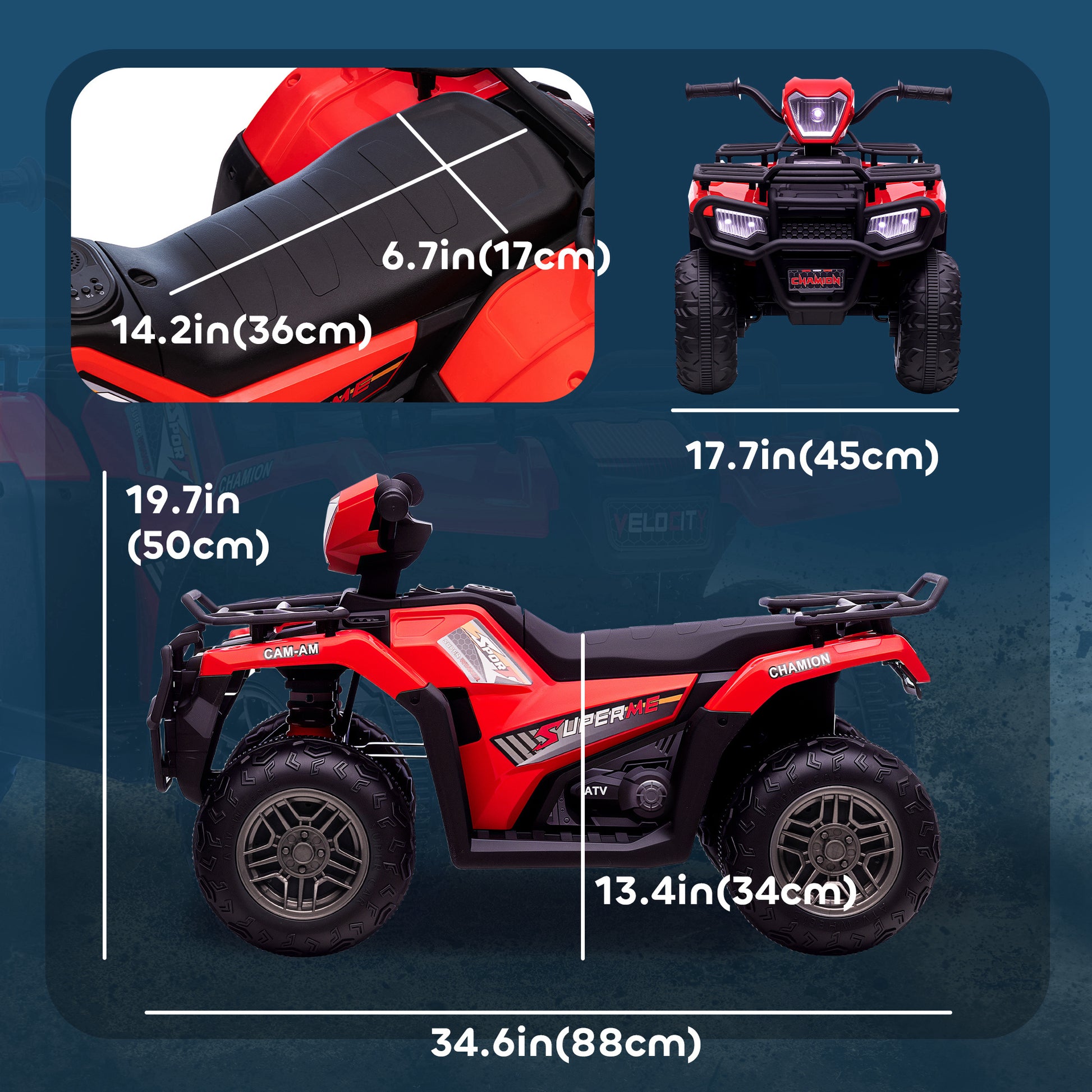 VarietyKart 12V Kids ATV Quad, 4 Wheeler Battery Powered Electric Vehicle with Music MP3, Headlights, High Low Speed, Tr