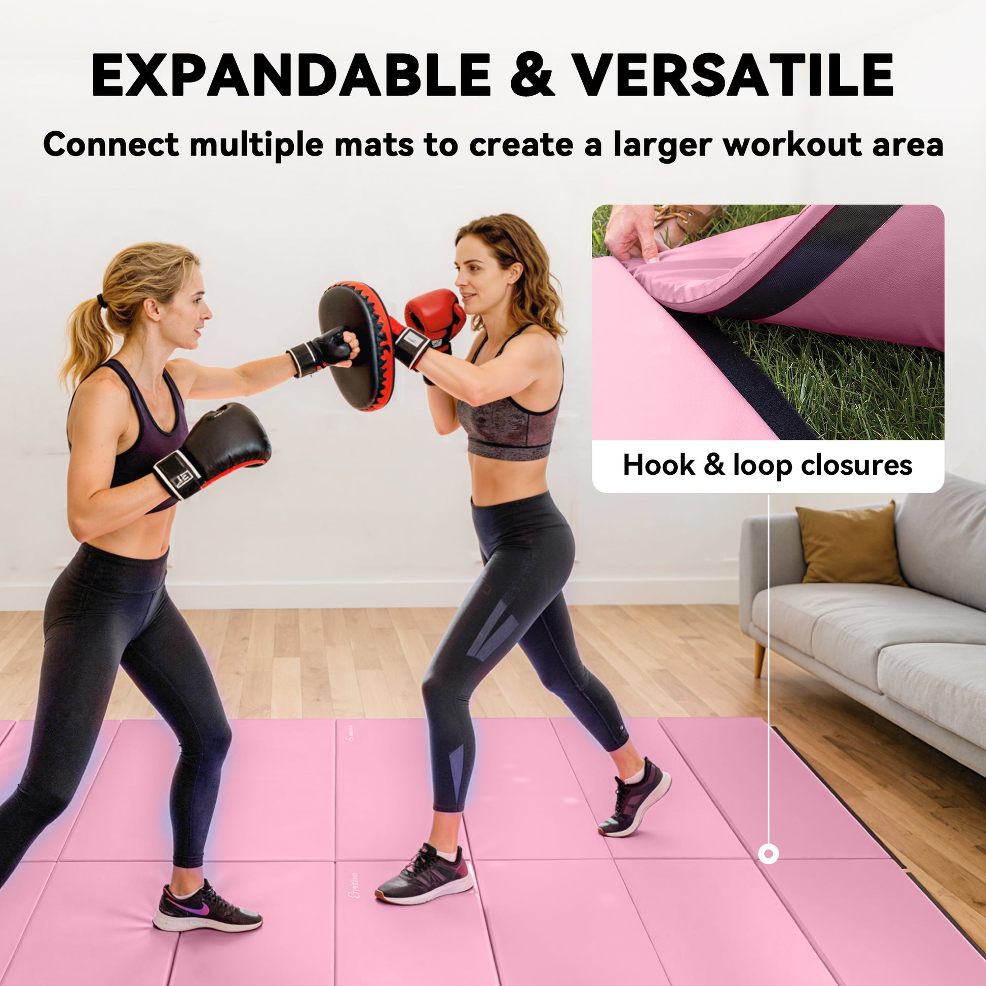 Soozier 4'x6'x2'' Folding Gymnastics Tumbling Mat, Exercise Mat  with Carrying Handles for Yoga, MMA, Martial Arts, Stre