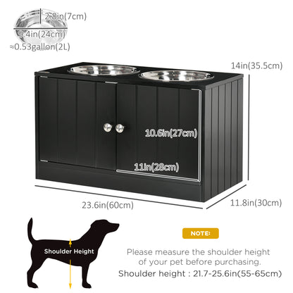 Elevated Dog Bowls for Large Dogs Pet Feeding Station with Stand, Storage, 2 Stainless Steel Food and Water Bowls, Black
