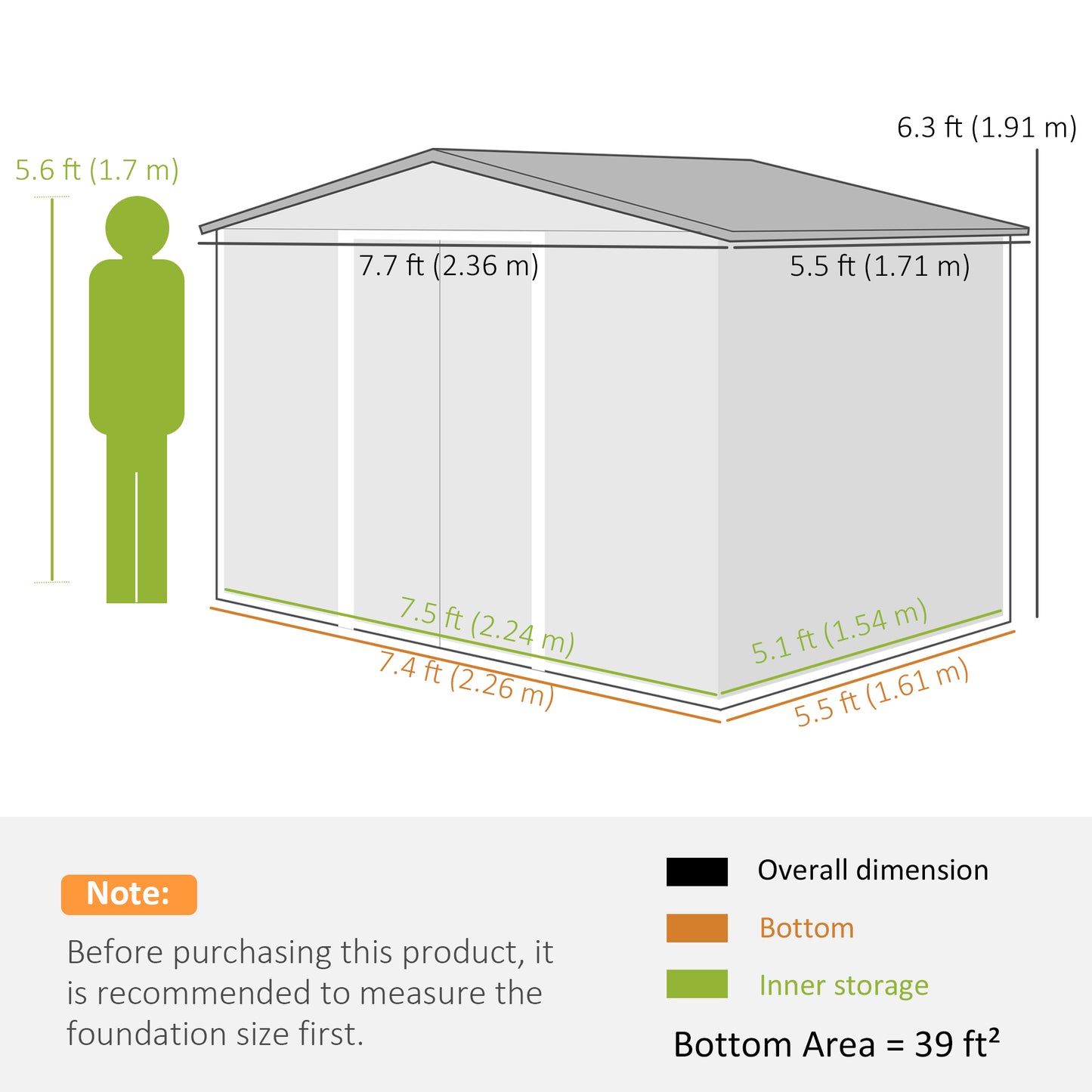 8' x 6' Outdoor Storage Shed, Metal Garden Tool Storage House with Lockable Sliding Doors and Vents for Backyard Patio L