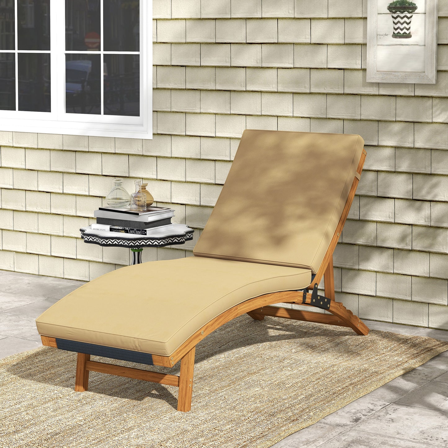 1-Piece Seat Cushion Replacement with Backrest for Lounge, Outdoor Patio Chair Cushions Set with Machine Washable Cover