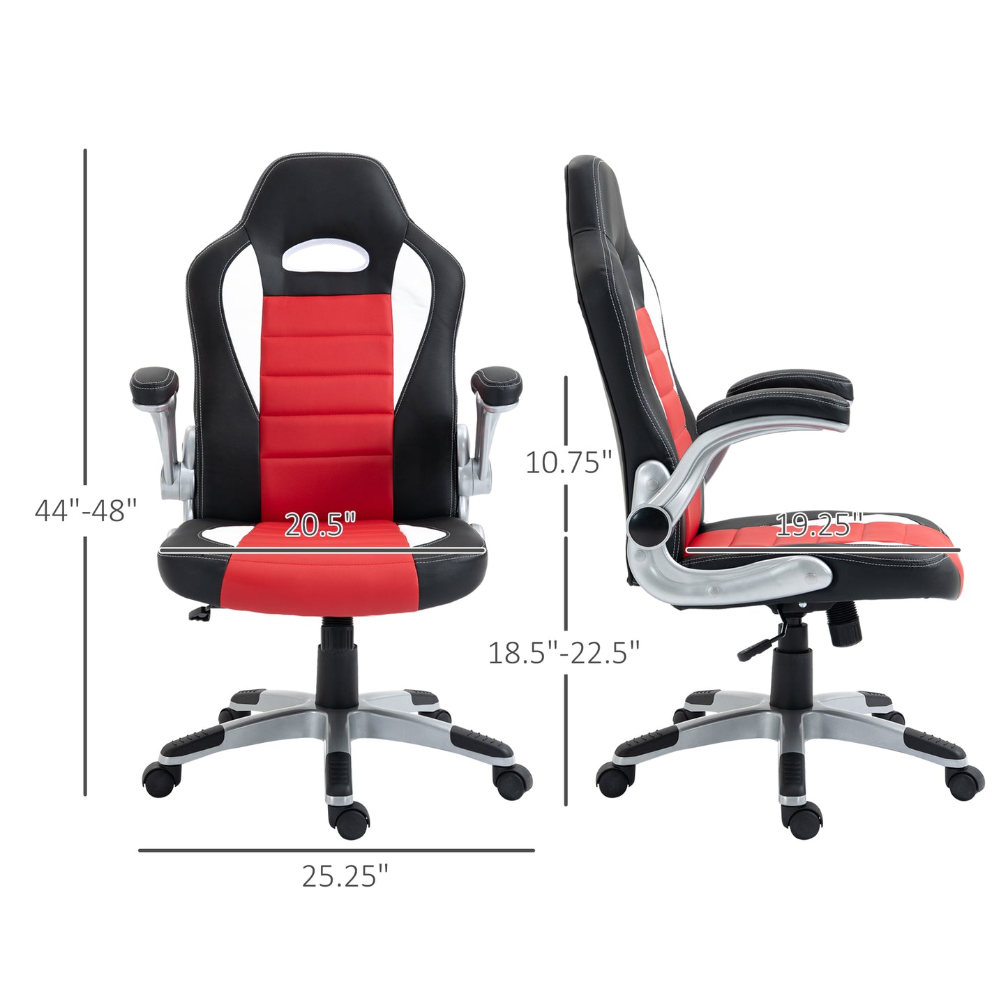 Racing Gaming Chair PU Leather Office Chair Executive Computer Desk Chair with Adjustable Height, Flip Up Armrest, Swive
