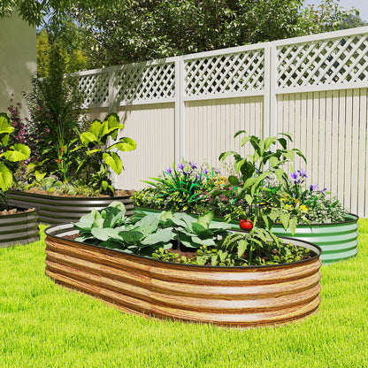 6' x 3' x 1' Large Outdoor Planter Box, Galvanized Raised Garden Bed with Metal Plant Stake, Brown