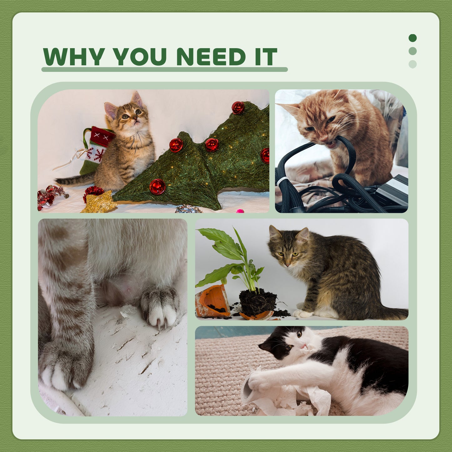 47" Tall Cat Tree Tower with Condo, Ladder, Scratching Posts and Hanging Ball, Green