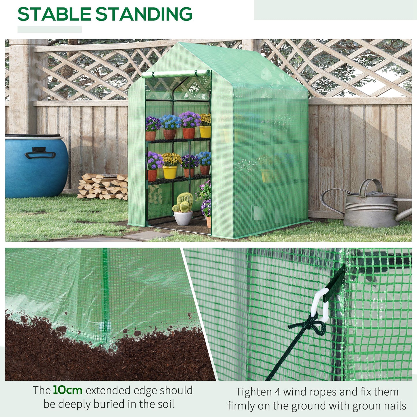 56" x 54" x 74" Walk-in Greenhouse Portable Garden Flower Seed Warm House with 8 Shelves, Outdoor Plant Growth Hot House