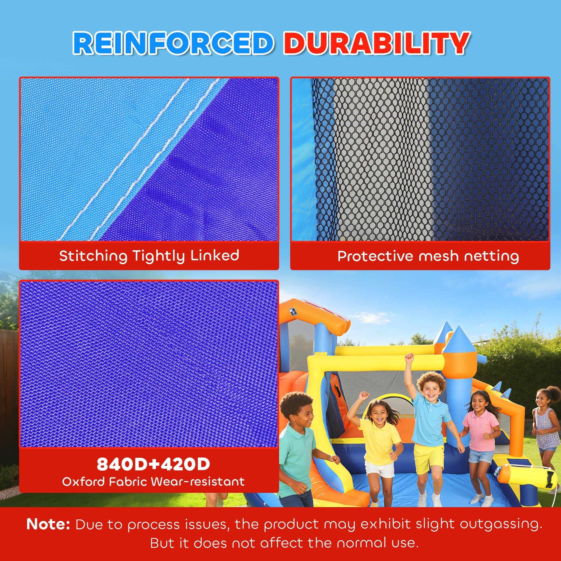 Qaba Bouncy Castle for Kids, Inflatable Bounce House with Slide, Pool (Ball Pit), Climbing Wall and Blower for Indoor Ou