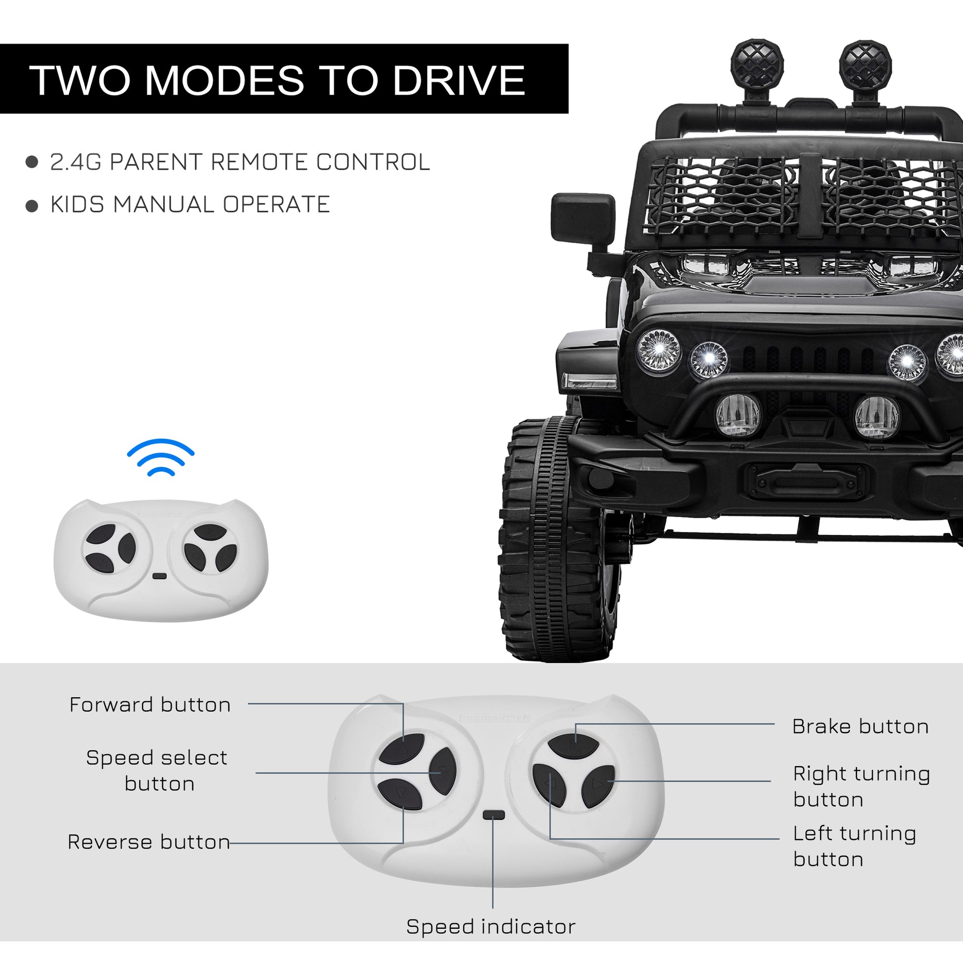 VarietyKart 12V Battery Powered Kids Ride On Car Off Road Truck Toy w/ Parent Remote, Black