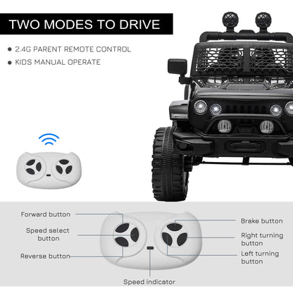 VarietyKart 12V Battery Powered Kids Ride On Car Off Road Truck Toy w/ Parent Remote, Black