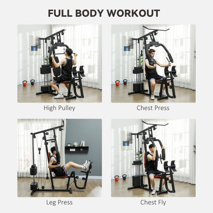 Soozier Home Gym Weights Machine, Multi Gym Lat Pulldown and Leg Workout Equipment with 99lbs Weight Stack