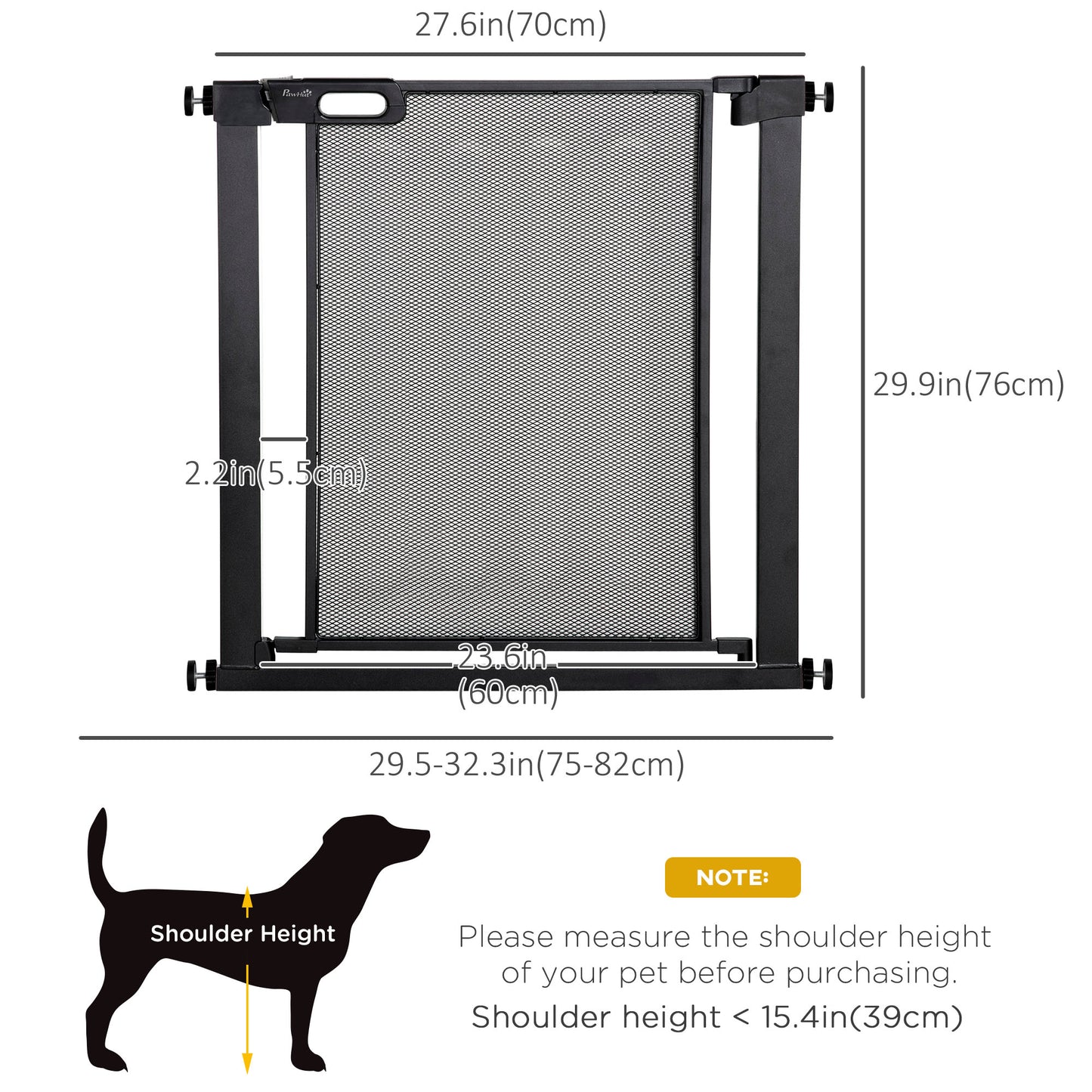 29.5"-32.3" Metal Pet Gate, w/ Auto Closing Door, Double Locking, Dog Gate for Doorways, Stairs, Hallways, Indoor/Outdoo