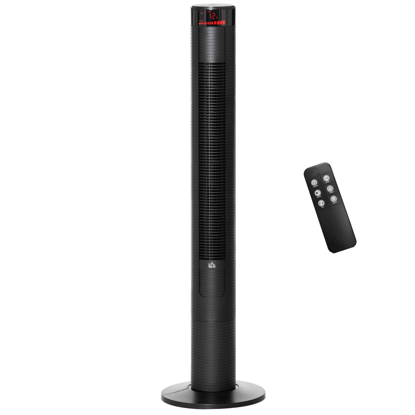 Freestanding Tower Fan Cooling for Home Bedroom with 3 Speed, 12h Timer, Oscillating, LED Panel, Remote Controller, Blac