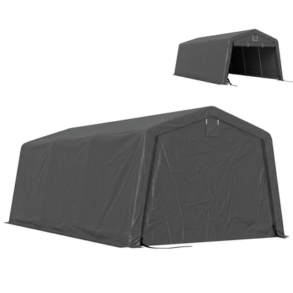 11' x 20' Portable Garage, Heavy Duty Carport Canopy with Ventilation Windows and Large Roll-up Door, Dark Grey