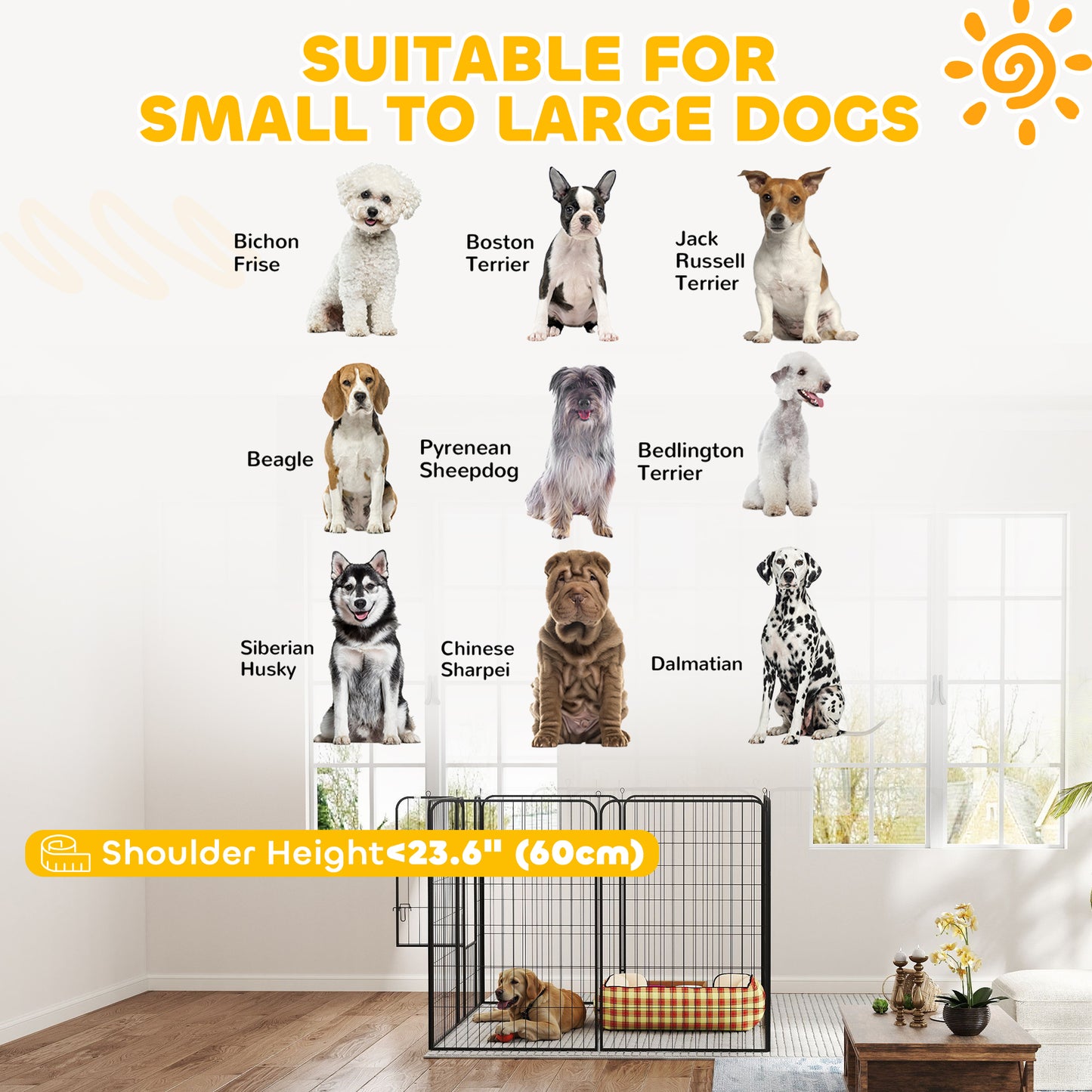 8 Panel Pet Playpen Play Yard Fence Home DIY Heavy-Duty Metal Foldable Indoor Outdoor 47"H