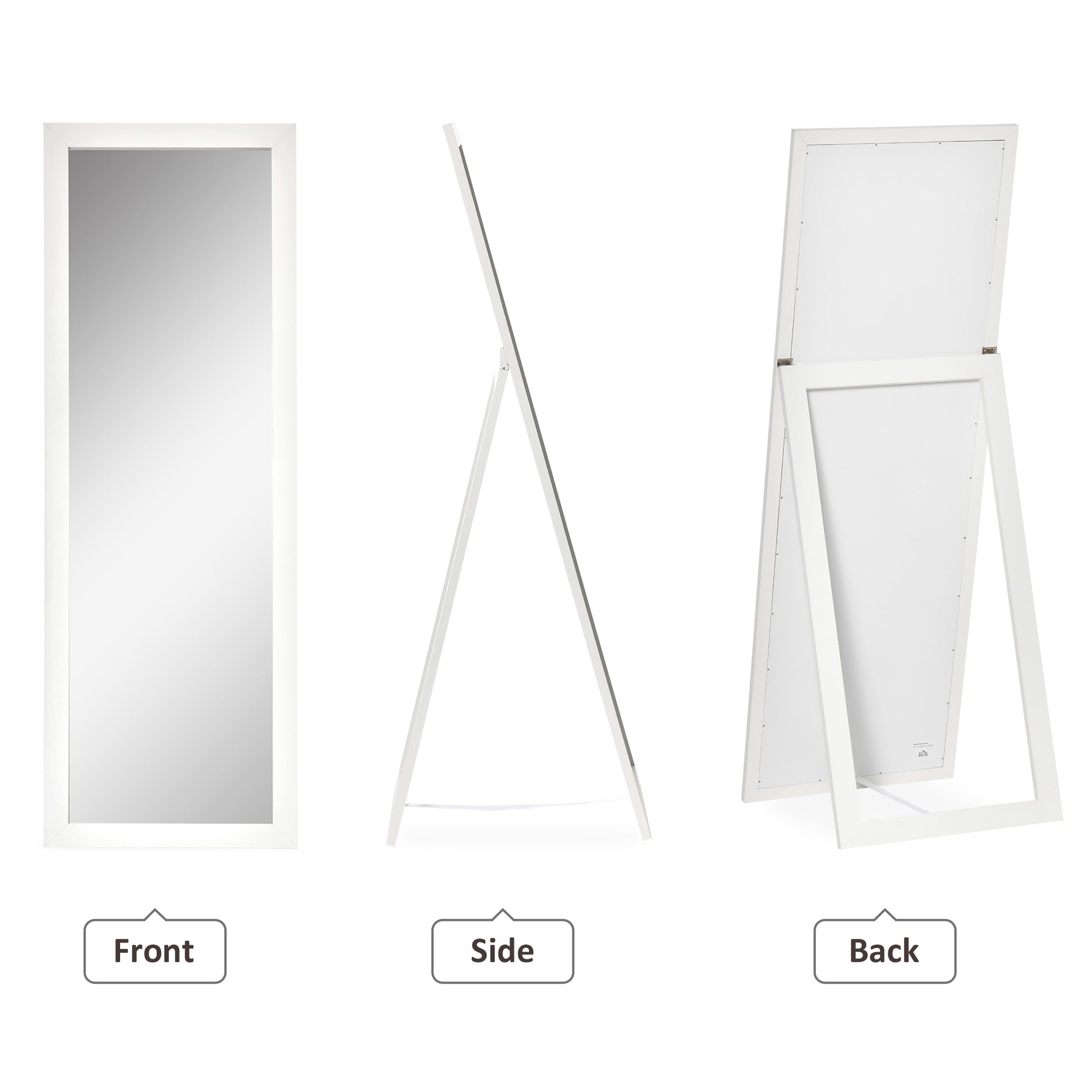 58" x 20" Full Length Mirror with Frame, Floor Standing Mirror, Rectangular Full Body Mirror for Bedroom, Living Room, W