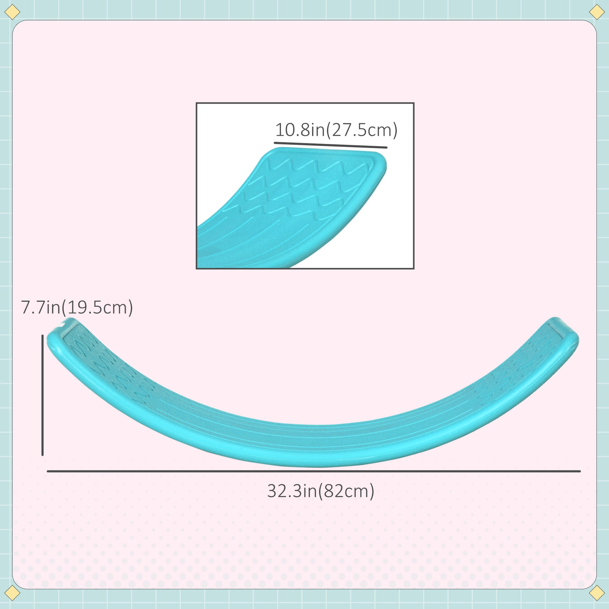 Qaba 32.3" Balance Board, Wobble Board Kids Curvy Rocker Board, Ended Preschool Learning Montessori Waldorf Toy, Ages fo
