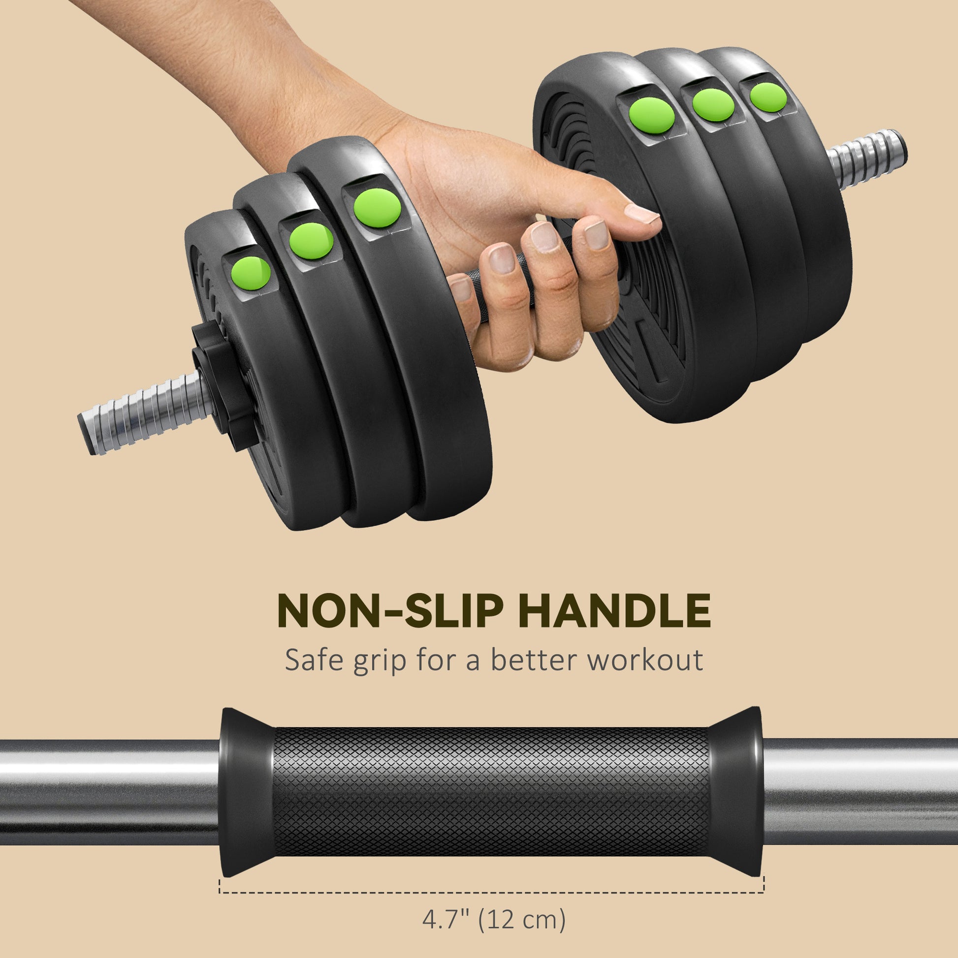 Soozier 66LBS 2-in-1 Adjustable Barbell & Dumbbells Set, Weights Set with Non-slip Handles for Men and Women Home Gym Tr