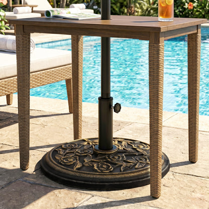 20 lbs Resin Round Patio Umbrella Base 18" Outdoor Decorative Cast Stone Parasol Stand Market Garden Umbrella Holder, Br