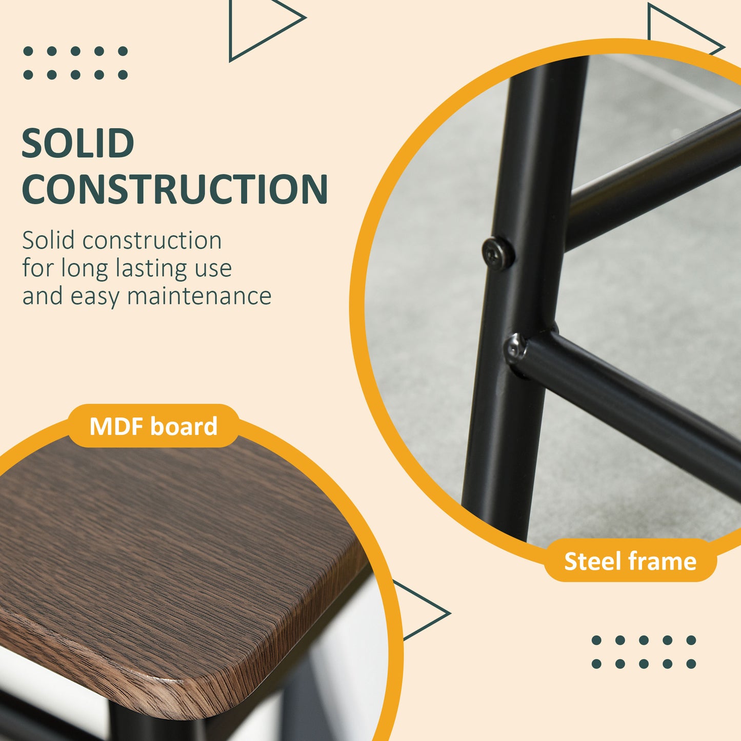 3 Piece Counter Height Bar Table Set with 1 Table, 2 Matching Stools, Dining Table Set with Storage Shelf and Metal Fram