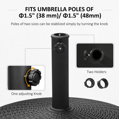 20.5" Round Parasol Base Resin Patio Umbrella Base Garden Parasol Holder Outdoor Offset Weight Stand with Wheels Black
