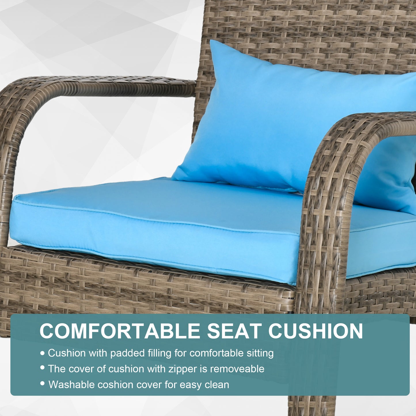 Patio Wicker Adirondack Chair, Outdoor PE Rattan Fire Pit Chair, Muskoka Chair w/ Soft Cushions, Tall Curved Backrest an