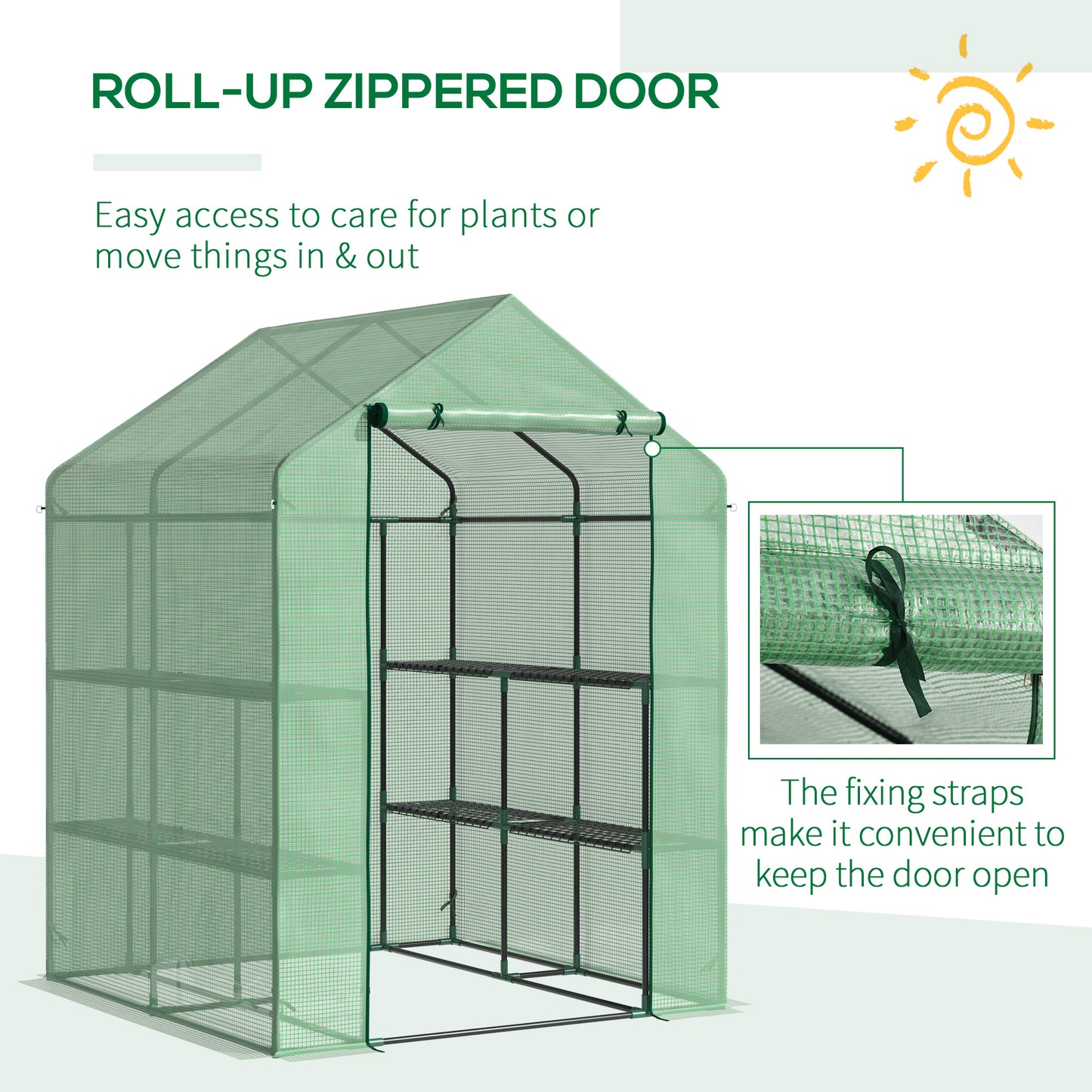 56" x 54" x 74" Walk-in Greenhouse Portable Garden Flower Seed Warm House with 8 Shelves, Outdoor Plant Growth Hot House