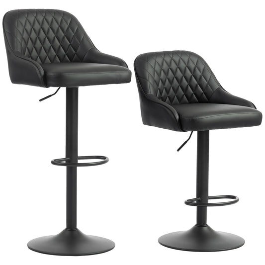 Bar Stools Adjustable Swivel Kitchen Chairs with Backrest Set of 2 for Kitchen Island Black