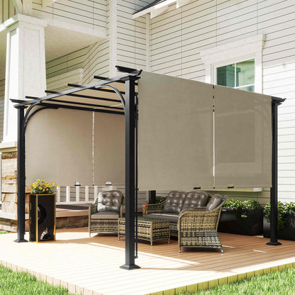 10' x 10' Outdoor Pergola Patio Gazebo Canopy Sun Shelter, Steel Frame, Beige