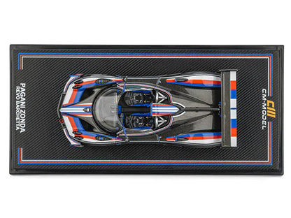 Pagani Zonda Revo Barchetta Carbon with Red White and Blue Stripes 1/64 Diecast Model Car by CM Model