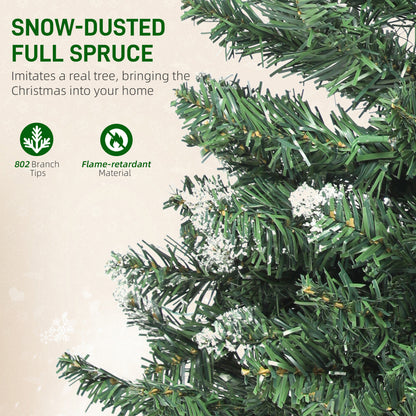 6 ft Frosted Prelit Christmas Tree, Full Spruce Xmas Tree with Dual Colour LED Light, Hinged Xmas Tree, Easy Assembly